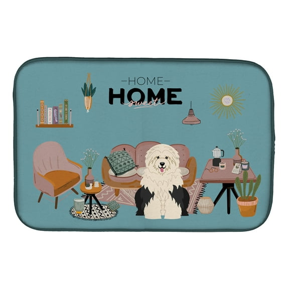 Old English Sheepdog Sweet Home Dish Drying Mat