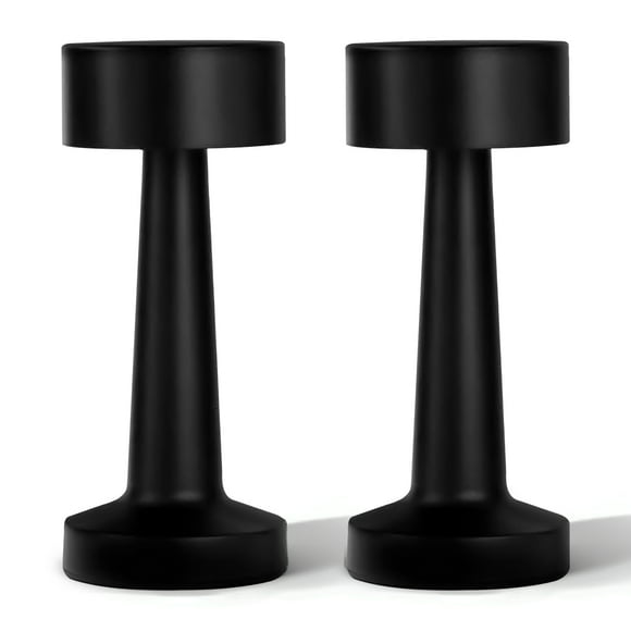 Bell + Howell Chelsea Table Lamp Small Cordless Touch LED Rechargeable Lamp for Bedside Desk Nightstand Midnight Black - pack of 2