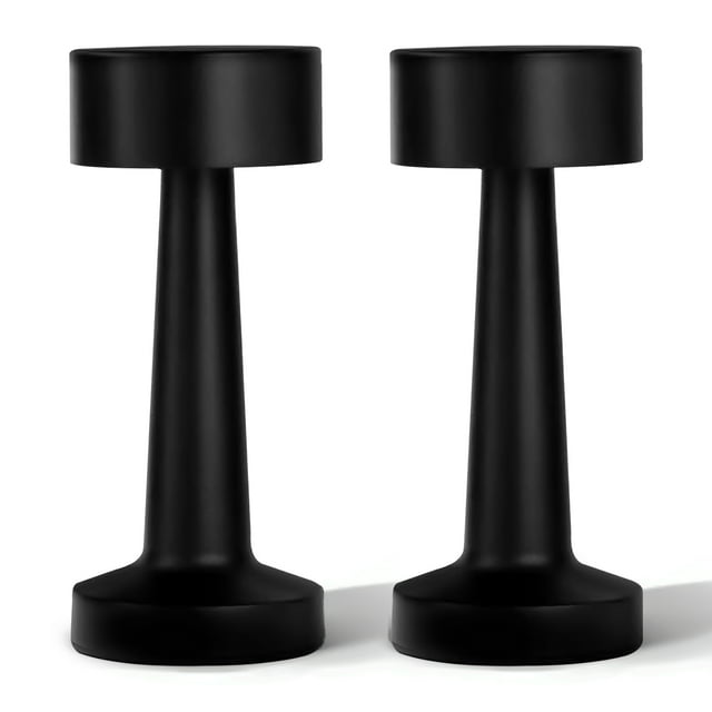Bell + Howell Chelsea Table Lamp Small Cordless Touch LED Rechargeable Lamp for Bedside Desk Nightstand Midnight Black - pack of 2