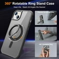 thumbnail image 2 of 360° Magnetic Swivel Ring for iPhone 14 plus case, Built-in Metal Stand and Ring Holder, Magsafe Compatible, Military Grade Protection, Shock Resistant - Black, 2 of 14