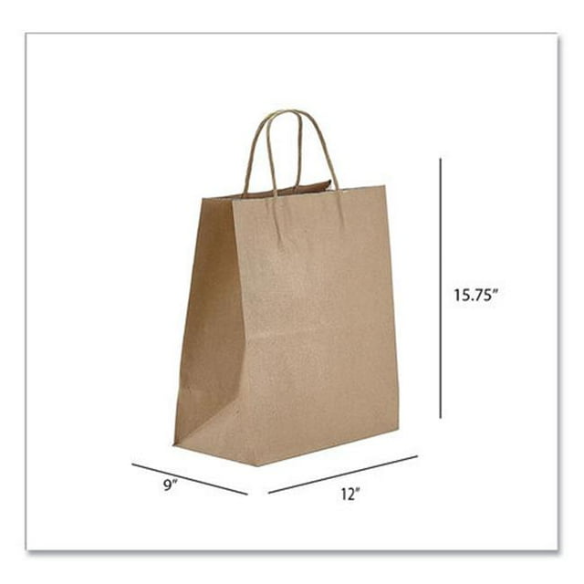 12 x 9 x 16 in. Kraft Paper Bags, Natural