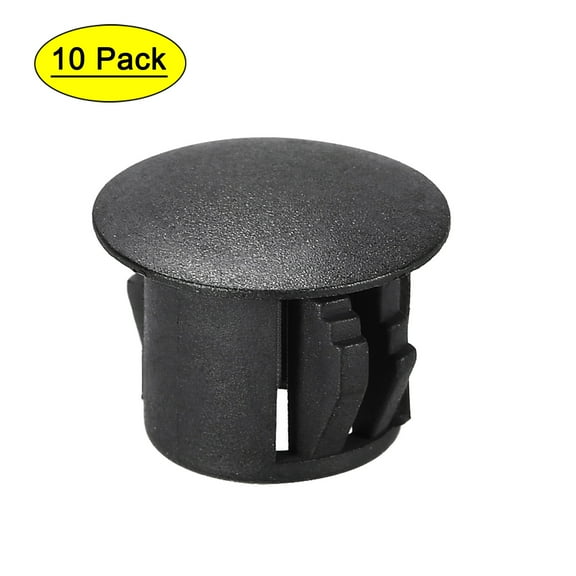 10pcs Mounting 10mm x 11mm Black Nylon Round Snap Panel Locking Hole Plug Cover