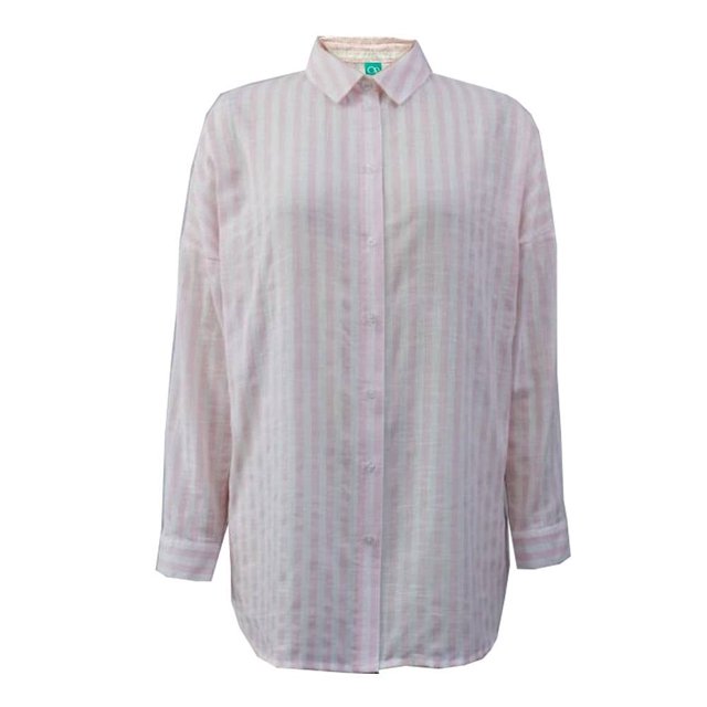 Ropa de Playa Ocean Pacific para Mujer Manga Larga Oversize, Estampada Rayas Rosa Talla M