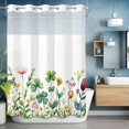 thumbnail image 6 of Clovers Flowers No Hooks Shower Curtain with Snap-in Liner St Patrick's Day Shower Curtains for Bathroom, Waterproof, Easy Install, Washable 72"x96", 6 of 9