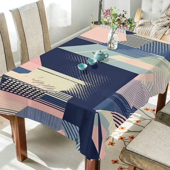 Yayeee Tablecloths 54" x 54" Rectangle Wrinkle Resistant Party Table Cover, Pink Stripes