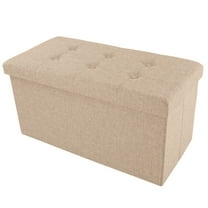 Lavish Home 30-inch Folding Storage Ottoman with Removable Bin (Beige)