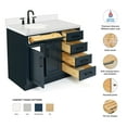 thumbnail image 2 of Ariel Hepburn 43 In. Left Offset Oval Sink Vanity With White Quartz Countertop In Midnight Blue, 2 of 10