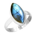 thumbnail image 1 of 925 Silver Ring For Women - Men Gray Natural Labradorite Stone Silver Ring Size 6.5 November Birthstone Handmade Silver Ring Size 6.5 Gift For Girl Friend On Halloween 925 Gemstone Silver Jewelry, 1 of 6