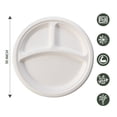 thumbnail image 2 of FPN Disposable Plates 3 Compartment 10 in, 125-Pack, Compostable, Microwave-Safe for every Events parties gathering, 2 of 7