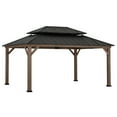thumbnail image 4 of Sunjoy 12x16 Outdoor Cedar Wood Gazebo with Galvanized Steel Roof, Mosquito Netting, 4 of 12