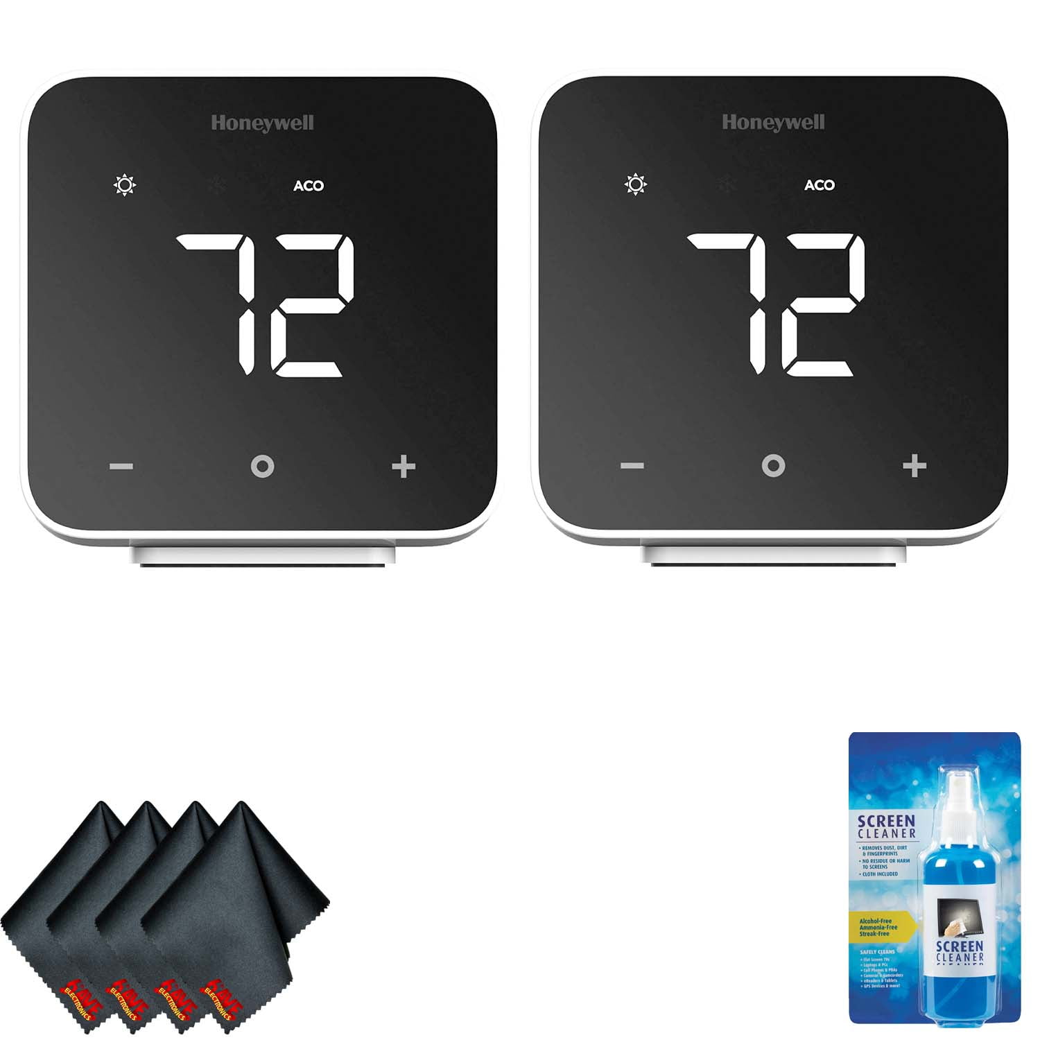 Honeywell Home D6 Thermostat (Black) (2Pack) with Screen Cleaning Kit