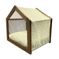 thumbnail image 2 of Checkered Pet House, Pattern with Daisy Flower and Butterflies, Outdoor & Indoor Portable Dog Kennel with Pillow and Cover, 5 Sizes, Pale Blue Pale Blue, by Ambesonne, 2 of 5