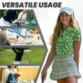 thumbnail image 6 of COEQINE St. Patrick's Day Women Short Sleeve Golf Shirts V Neck 1/4 Zip Tennis Activewear Workout Lightweight Golf Polo Tops Cute Cat Shamrock Horseshoe Print Sportswear, S, 6 of 7