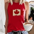thumbnail image 2 of MIASHUI Womens Tank Top Canada Flag Print Summer Round Neck Sleeveless Tops,Red,M, 2 of 4