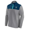 thumbnail image 2 of Men's Fanatics Heather Gray Seattle Kraken Launch It Quarter-Zip Jacket, 2 of 3