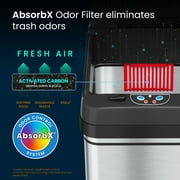 iTouchless 13 Gallon Touchless Sensor Kitchen Trash Can, Stainless Steel, Odor Filter System