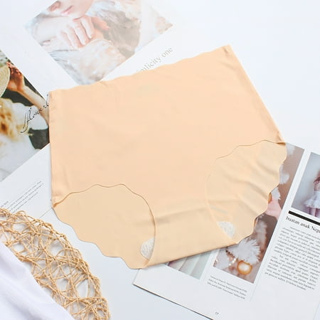 

Pxiakgy intimates for women Women s one piece ice silk seamless lace cotton crotch underwear Beige + XL