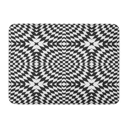 Black White Checkered Pattern LADDKE Geometric Checkered Pattern Black and White Cross Shapes Rhombuses Optical Doormat Floor Rug Bath Mat 23.6x15.7 inch ()