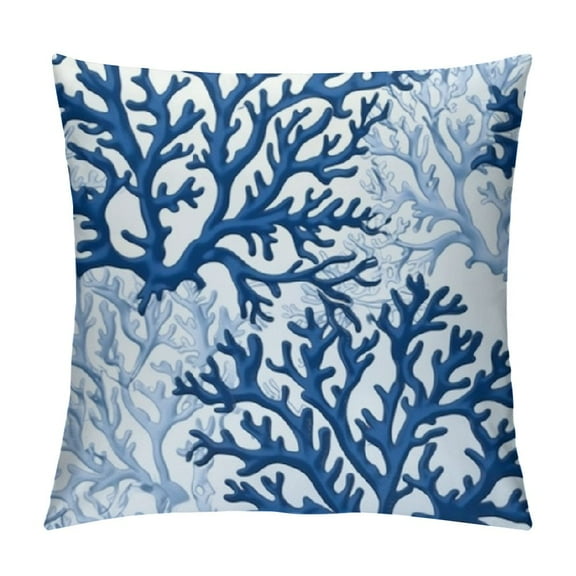 JRXY Beach Ocean Nautical Coastal Navy Blue Starfish Coral Throw Pillow Cover Pillowcase Decor - Summer Beach Farmhouse Style 12x12