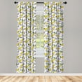 thumbnail image 4 of Ambesonne Spring Window Curtains, Hibiscus Flowers and Lemons, Each 28" W x 95" L, Multicolor Yellow Green, 4 of 4