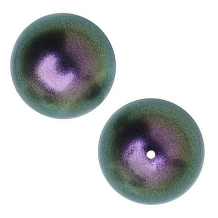 Iridescent Crystal - Swarovski Crystal, #5810 Round Faux Pearl Beads 8mm, 25 Pieces, Iridescent Purple