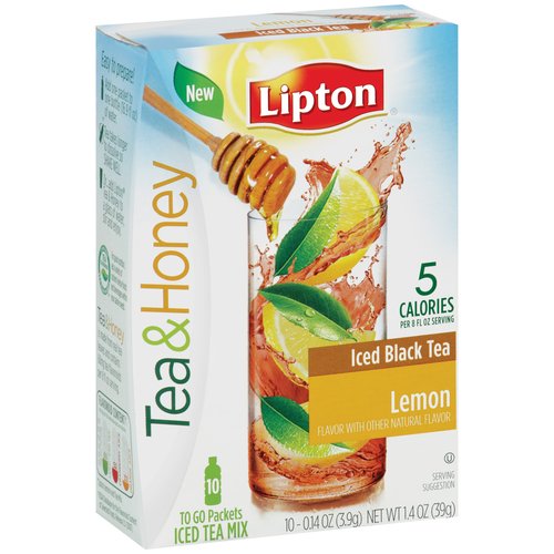 Lipton Beverage Tea & Honey Black Tea to Go Lemon Iced Tea Mix, 0.14 oz