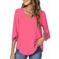thumbnail image 4 of UVN Womens Blouses 3/4 Sleeve V Neck Summer Shirts for Women Chiffon Dressy Casual Tunic Tops, 4 of 9