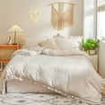 thumbnail image 5 of Move Over Light Taupe Ruffle Duvet Cover Set Twin,2 Pieces Ruffled Pattern, Beige Gray Farmhouse Bedding Set, No Filling, 5 of 9