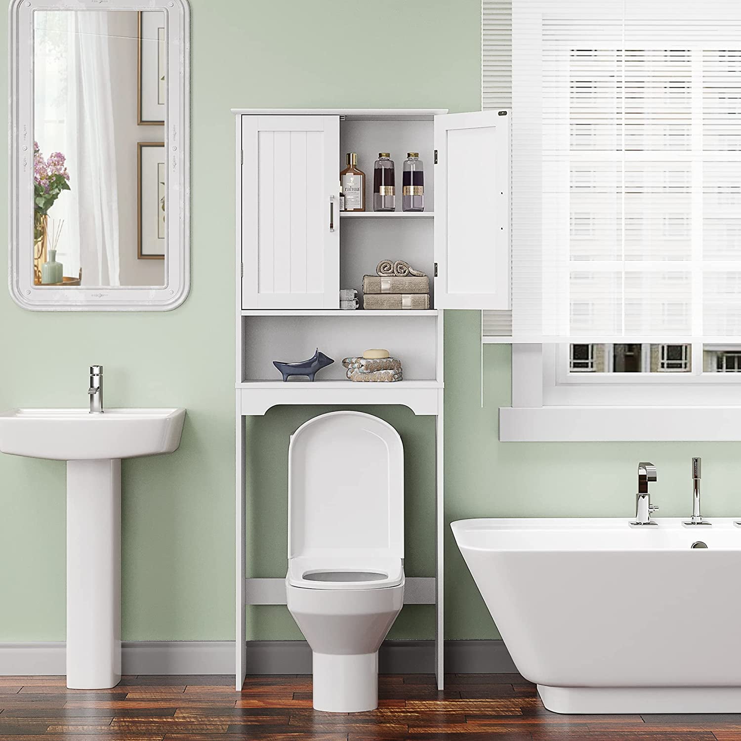 HOMEFORT Wood Over Toilet Storage Freestanding Bathroom