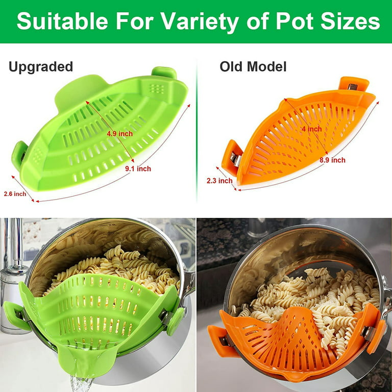 Kitchen Pasta Strainers Clip On Pot Silicone Spaghetti Colanders Heat  Resistant Kitchen Gadgets Fits Pots Pans Bowls, Green