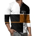 thumbnail image 4 of Men's St. Patrick's Day Irish Henley Shirt 3/4 Sleeve Color Block Clover Top, 4 of 7