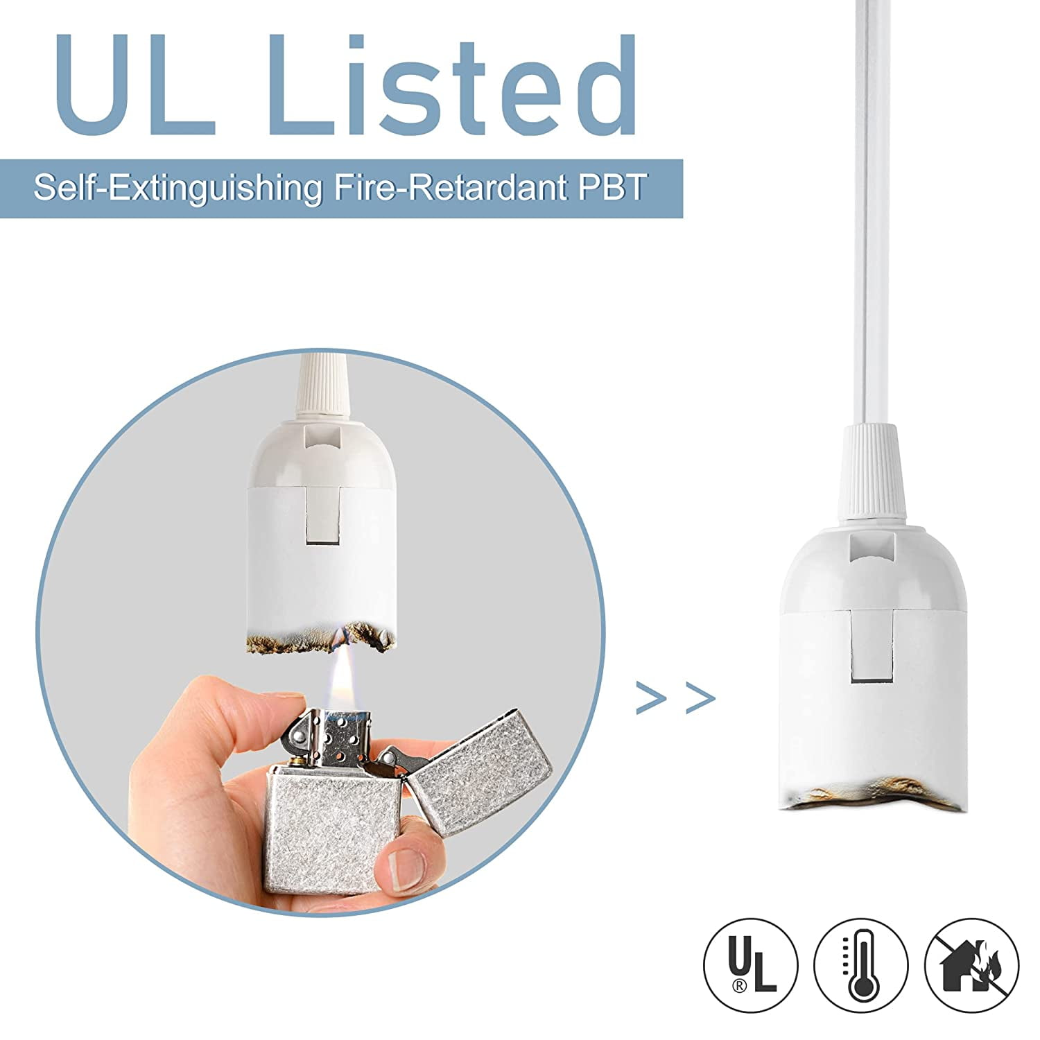 Extension Hanging Lantern Cord Cable 2-Pack 15Ft UL 360W with E26 E27 Socket On/Off Button Pendant Lighting