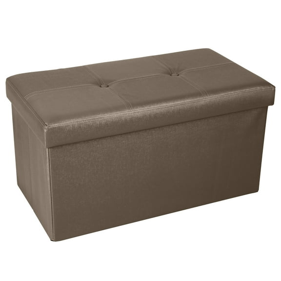 Simplify Faux Leather Double Folding Storage Ottoman Metallic Bronze