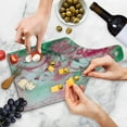 thumbnail image 4 of Spring Cutting Board, Refreshing Rose Petals and Butterfly Water Romance Beauty Bouquet Design, Tempered Glass Cutting and Serving Board, Wine Bottle Shape, Jade Green Pale Pink, by Ambesonne, 4 of 5