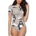 thumbnail image 2 of Uemuo Cartoon Bear Brown Pattern Women's One Piece Short Sleeve Swimsuit Rash Guard Surfing Modest Quick-drying Swimsuit Beach Essentials-XX-Large, 2 of 9