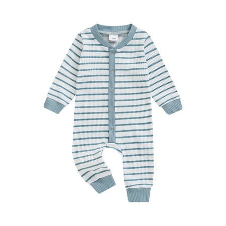 

Baby Girl Boy Fall Romper Stripe Long Sleeve Full Length Jumpsuit