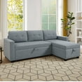 thumbnail image 3 of 4-in-1 Convertible L Shaped Sleeper Sofa with Pull Out Bed and Storage Chaise, Linen Sectional Corner Couch with Removable Back Cushions for Living Room, Apartment, Bedroom,Office,Light Grey, 3 of 7