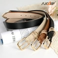 thumbnail image 6 of SUOSDEY 3 Pack Women's Leather Belts for Jeans Dress Pants Fashion Ladies Leather Belts with Gold Buckle, 6 of 8