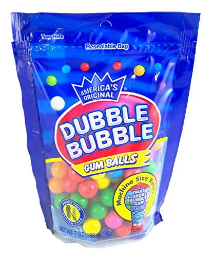 Dubble Bubble Gum Balls Machine Size Refills Assorted Fruit Flavor, 7 oz