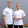 thumbnail image 2 of Daolelai Men's and Women's Pure White Chef Uniforms Work Clothes Hotel French Western Restaurant Solid Color Wear-Resistant and Easy to Wash Short-Sleeved Work Clothes, 2 of 6
