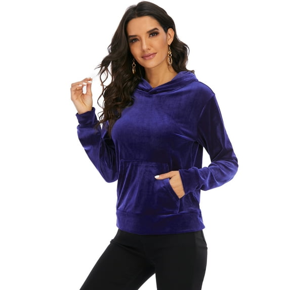 LELINTA Velour Tracksuit for Women Outfit Hoodie and Pants Tracksuit Yoga Running Sport Sweatsuit Jogger Set, Black/ Blue/ Red/ Purple, S-2XL