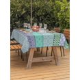thumbnail image 3 of Outdoor Tablecloth with Umbrella Hole for Patio/Picnic/Party/Camping, Purple Green Boho Waterproof Table Cloth Rectangle Table Cover Washable, Vintage Ethnic Tribe Abstract Art (60"x 102"), 3 of 8
