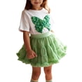 thumbnail image 3 of Girls 3D Butterfly T-Shirt and Tutu Skirt Set, European Style Two-Piece Princess Dress with Puffy Skirt, Cute Toddler Birthday Party Outfit, Round Neck Short Sleeve Top Green 100, 3 of 5