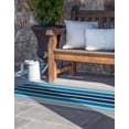 thumbnail image 3 of Unique Loom Outdoor Striped Collection Area Rug - Dash (2' 7" x 12' Runner Blue/Navy Blue), 3 of 9