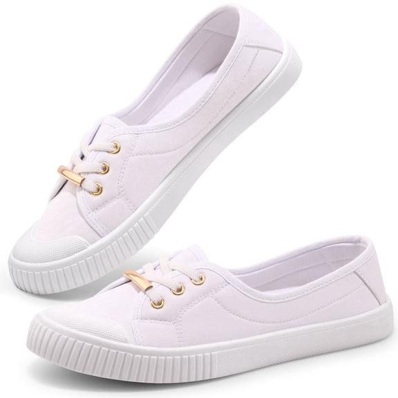 HARVEST LAND Slip-On Canvas Shoes for Women-Fashion Low-Top Flat Loafers with CloudFoam Insole