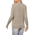 thumbnail image 3 of Lightweight Sweaters for Women Crew Neck Long Sleeve Wave Hem Casual Fall Outfit 2025 Soft Pullover Sweater Tops XS Camel, 3 of 6