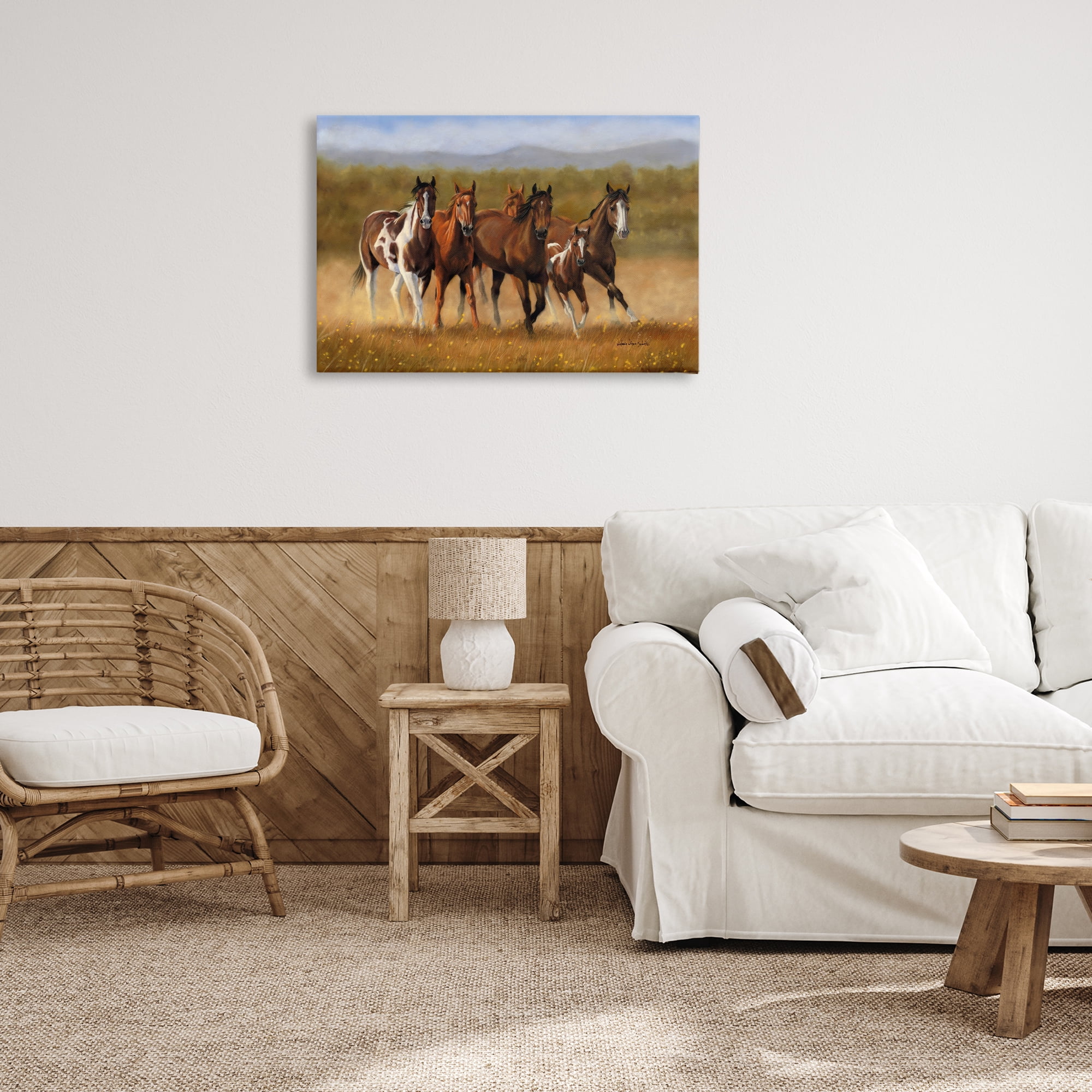 Stupell Industries Foal's First Run Animals & Insects Painting Gallery Wrapped Canvas Art Print Wall Art, 30 x 20