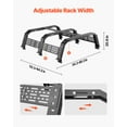 thumbnail image 4 of VEVOR Overland Truck Bed Rack, 54.3-68.3 in Width, Adjustable Overland Bed Cargo Rack with Sidebar and 900 lbs Static Load Capacity, Heavy Duty Steel, Compatible with Full Size and Mid-Size Trucks, 4 of 10