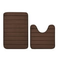 thumbnail image 2 of 2 Piece Striped Design Solid Memory Foam Bathroom Rug Set Non-Slip, 2 of 7