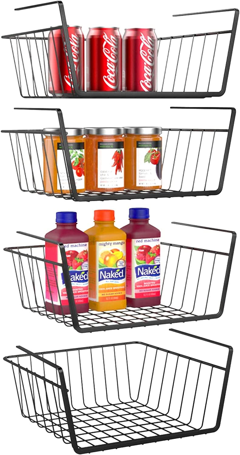 Pantry Shelves, Duslogis 4 Pack Under Shelf Basket Metal Basket Organizer Under Storage